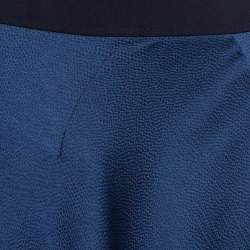Pre Owned Roland Mouret Navy Blue Draped Silk Midi Skirt L