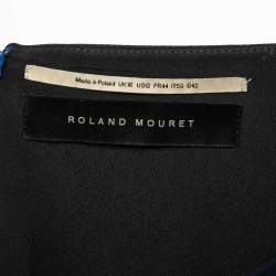 Pre Owned Roland Mouret Navy Blue Draped Silk Midi Skirt L