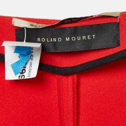 Roland Mouret Red Crepe Wide Leg High Rise Trousers M