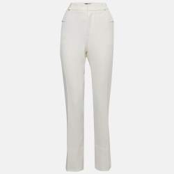 Roland Mouret X Net a Porter Off-White Crepe Straight Leg Trousers M