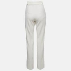 Roland Mouret X Net a Porter Off-White Crepe Straight Leg Trousers M