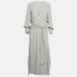 Roland Mouret Green Textured Silk Maxi Dress M