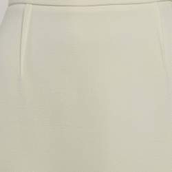 Roland Mouret Cream Wool Zip-Up Midi Skirt M