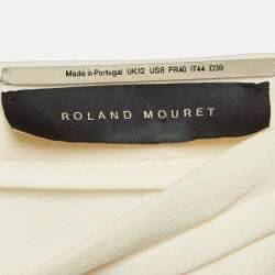 Roland Mouret Cream Wool Zip-Up Midi Skirt M