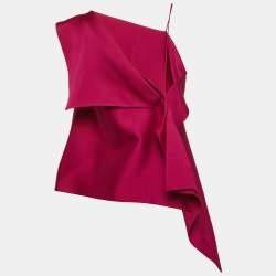 Roland Mouret Purple Crepe Asymmetrical Hem One Shoulder Top M