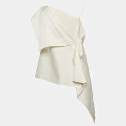 Pre Owned Roland Mouret Purple Satin Asymmetrical Hem One Shoulder Top M