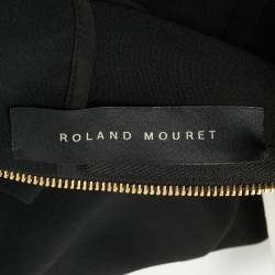 Roland Mouret Black Stretch Crepe Embroidered Lace Trim Gown M