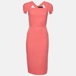 Roland Mouret X Selfridges Pink Wool Crepe Midi Dress M