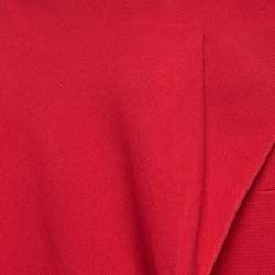 Pre Owned Roland Mouret Red Crepe Draped Wide-Leg Trousers L