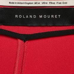 Pre Owned Roland Mouret Red Crepe Draped Wide-Leg Trousers L