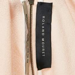 Roland Mouret Pink Wool Crepe Lace-Up Pleated Top S