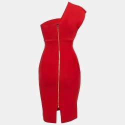 Pre Owned Roland Mouret Red Jersey One-Shoulder Short Dress S