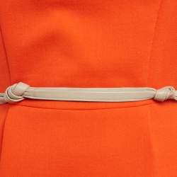Pre Owned Roland Mouret Orange Crepe Wool Belted Sheath Dress M