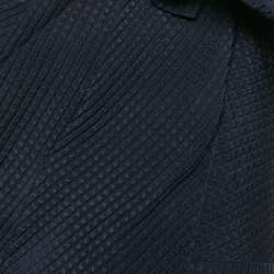 Pre Owned Roland Mouret Navy Blue Textured Silk Bow Detail One-Shoulder Top M