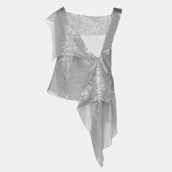 Roland Mouret x Net-a-Porter Silver Silk One Strap Top XXL