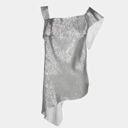 Roland Mouret x Net-a-Porter Silver Silk One Strap Top XXL