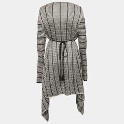 Roland Mouret Black/Silver Lurex Knit Asymmetric Cardigan S