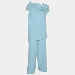 Roland Mouret Light Blue Wool Top and Pants Set M
