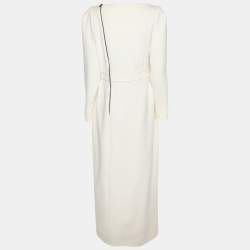 Roland Mouret Cream Crepe Long Sleeve Dress XL