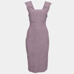 Roland Mouret Purple Textured Knit Sleeveless Bodycon Dress M