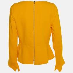Roland Mouret Yellow Crepe Asymmetric Neck Top L