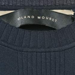 Roland Mouret Navy Blue Rib Knit Asymmetric Top XS