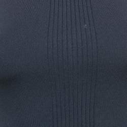 Roland Mouret Navy Blue Rib Knit Asymmetric Top XS