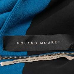 Roland Mouret Blue Crepe Flared Asymmetric Top M