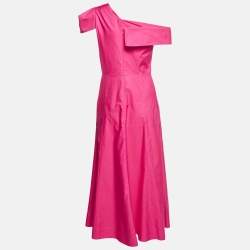 Pre Owned Roland Mouret Pink Cotton One-Shoulder Long Dress M