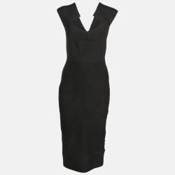 Roland Mouret Black Textured Knit Bodycon Dress M
