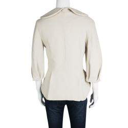 Pre Owned Roland Mouret Beige Wool Square Neck Detail Jacket L