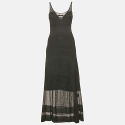 Roland Mouret Black Stretch Knit Flared Maxi Dress M