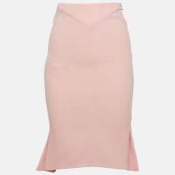 Roland Mouret Pink Wool Pleated Pencil Skirt S