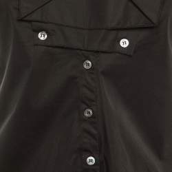 Pre Owned Roland Mouret Black Cotton Button Front Top L