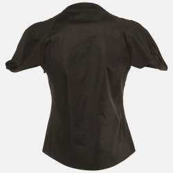 Pre Owned Roland Mouret Black Cotton Button Front Top L