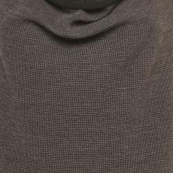 Pre Owned Roland Mouret Grey Jacquard Trim Wool Knit Mock Neck Midi Dress M