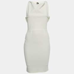 Pre Owned Roland Mouret Beige Crepe Cut-Out Mini Dress S