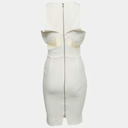 Pre Owned Roland Mouret Beige Crepe Cut-Out Mini Dress S