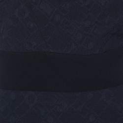 Pre Owned Roland Mouret Navy Blue Jacquard Off-Shoulder Bodycon Dress L