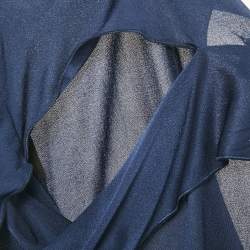 Pre Owned Roland Mouret Navy Blue Crepe Belted Maxi Dress XL
