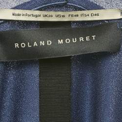 Pre Owned Roland Mouret Navy Blue Crepe Belted Maxi Dress XL