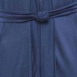 Pre Owned Roland Mouret Navy Blue Crepe Belted Maxi Dress XL