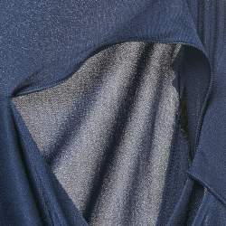 Pre Owned Roland Mouret Navy Blue Crepe Belted Maxi Dress XL