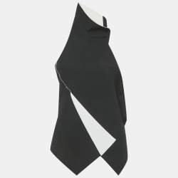 Pre Owned Roland Mouret Monochrome Halter Neck One Shoulder Scarf Top M