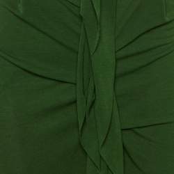 Pre Owned Roland Mouret Green Crepe Draped & Ruffled Midi Dress M