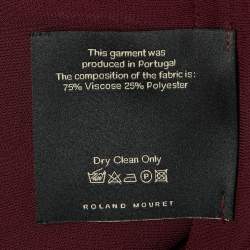 Pre Owned Roland Mouret Maroon Crepe Tie Detail Midi Dress L