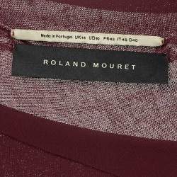 Pre Owned Roland Mouret Maroon Crepe Tie Detail Midi Dress L