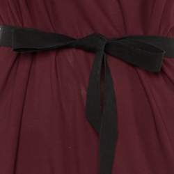 Pre Owned Roland Mouret Maroon Crepe Tie Detail Midi Dress L