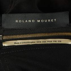 Pre Owned Roland Mouret Black Crepe Floral Embroidered Off Shoulder Winslow Mini Dress M