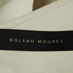 مملوكة مسبقًا بلوزة رولان موريت سمرهيل بأكمام بتفاصيل مقطعة شبكي وقطني أبيض مقاس صغير